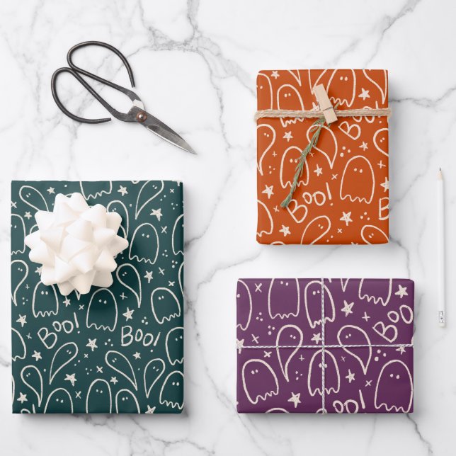 Halloween Ghosts Pattern-Geschenk Geschenkpapier Set (Vorderseite)