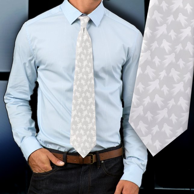 Halloween Ghosts Pattern Pale Graue Krawatte (Von Creator hochgeladen)