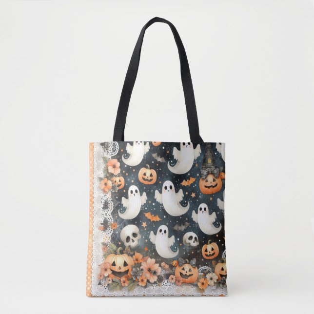 Halloween Ghosts Pumpkins Bats Tote Bag (Vorderseite)