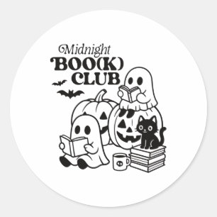 Halloween Ghosts Reading Book Runder Aufkleber