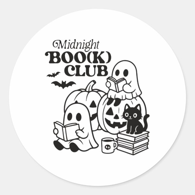 Halloween Ghosts Reading Book Runder Aufkleber (Vorderseite)