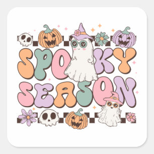 Halloween Ghosts Spooky-Jahreszeit Quadratischer Aufkleber