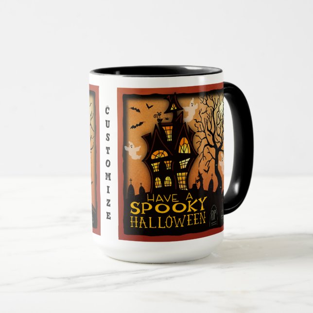 Halloween Ghosts Spuk Hausmäntel individuell anpas Tasse (VorderseiteRechts)