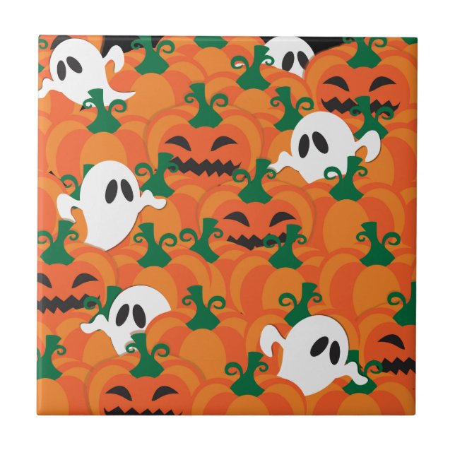 Halloween Ghosts Spuk Pumpkin Fliese (Vorderseite)