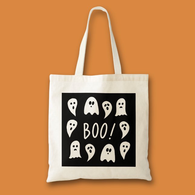 Halloween Ghosts Trick oder Treat Tragetasche (Black and white ghost halloween trick or treat tote bag)