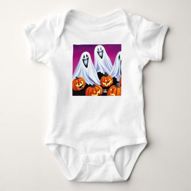 Halloween Ghosts und Pumpkins Baby Strampler (Vorderseite)