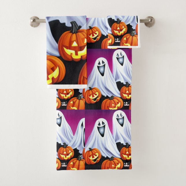 Halloween Ghosts und Pumpkins Badhandtuch Set (Insitu)