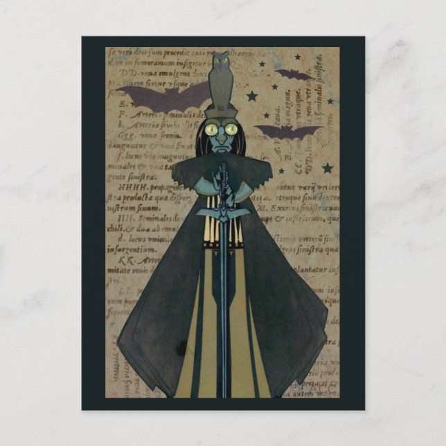 Halloween Ghoul Bats Owl Stars Postkarte (Vorderseite)
