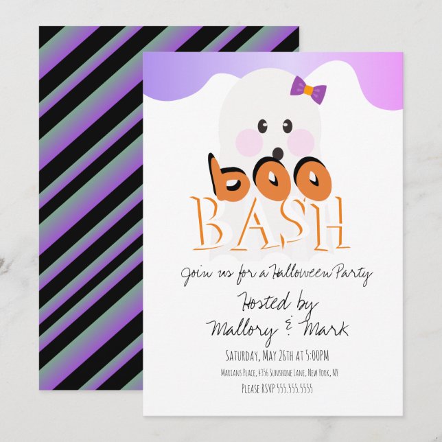 Halloween Ghoul Ghost Party Boo Bash Einladung (Vorne/Hinten)