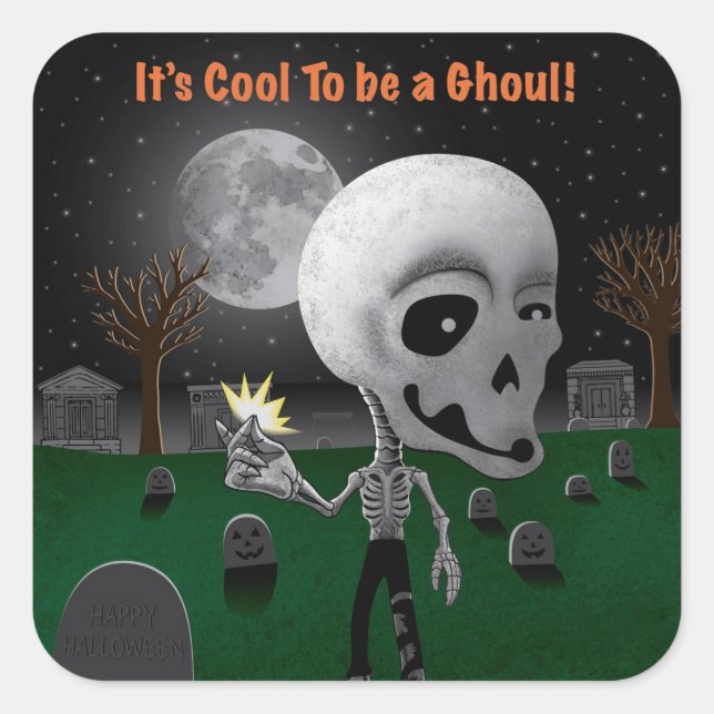 Halloween Ghoul Quadratischer Aufkleber (Vorderseite)