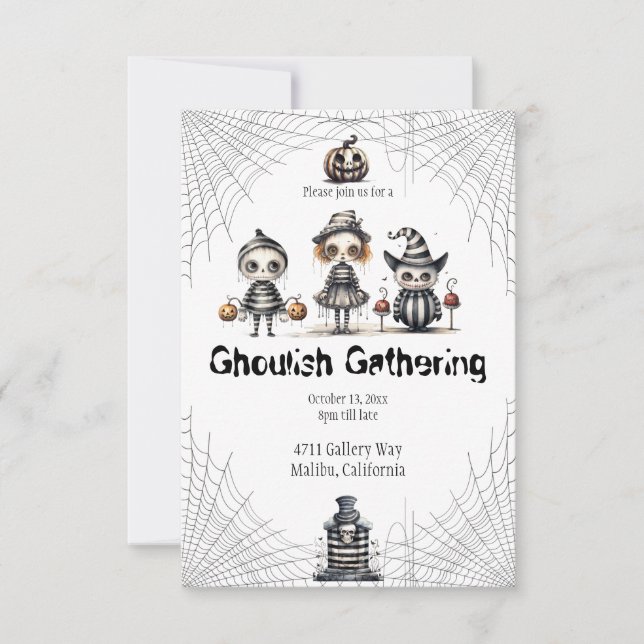 Halloween Ghoulish Ansammlung Einladung (Vorderseite)