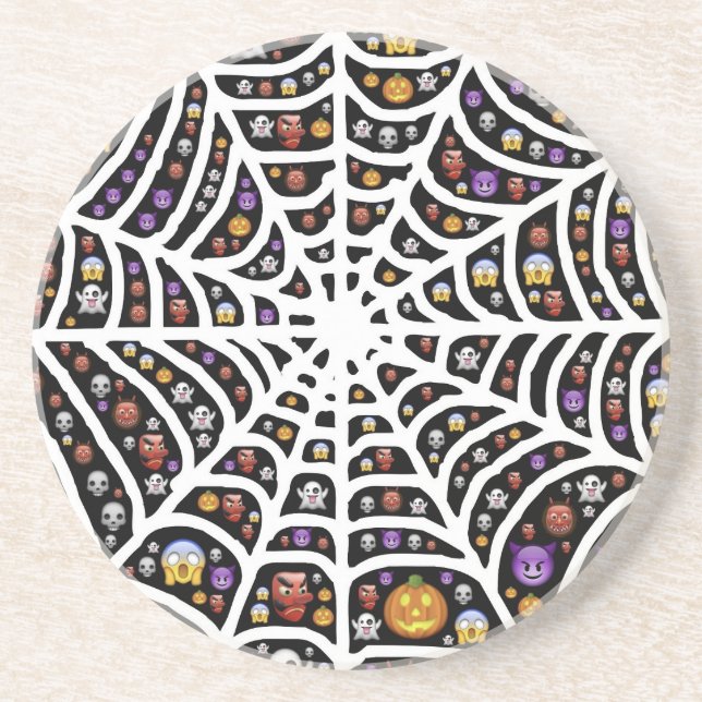 Halloween Ghouls & Goblins in einem Spinnennetz Untersetzer (Vorne)