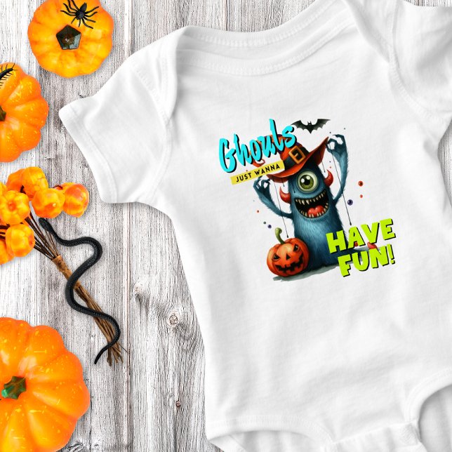 Halloween Ghouls Just Wanna haben Spaß lustig Baby Strampler (Von Creator hochgeladen)