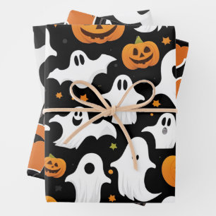 Halloween Gift Wrap Pumpkin Ghost Bat Paper Geschenkpapier Set