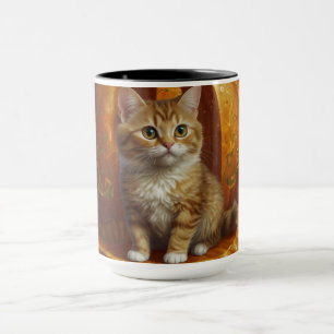Halloween Ginger Tabby Kitten Leben in einem Kürbi Tasse