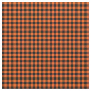 Halloween Gingham 01-Orange-Black Fabric Stoff