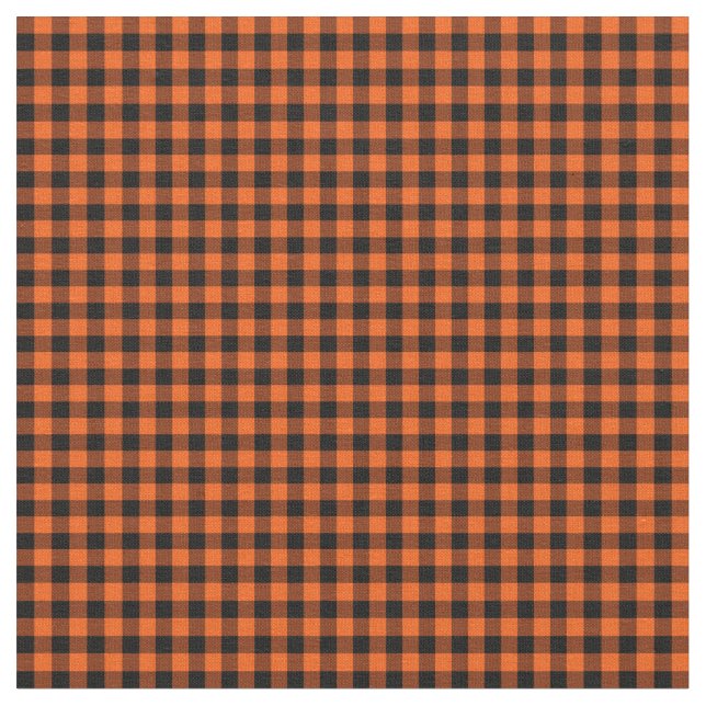 Halloween Gingham 01-Orange-Black Fabric Stoff (Nahaufnahme)