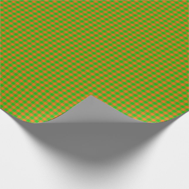 Halloween Gingham 04,Orange-Green-Gift Wrap Paper Geschenkpapier (Ecke)
