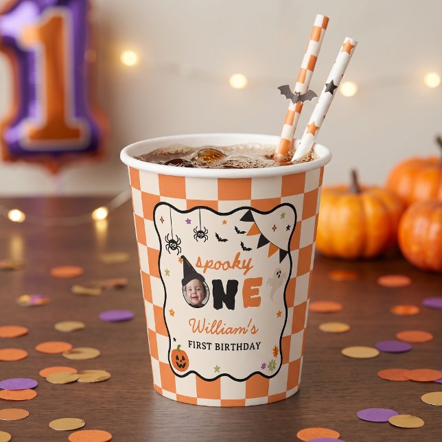 Halloween Gingham Geburtstag Papierbecher (Von Creator hochgeladen)