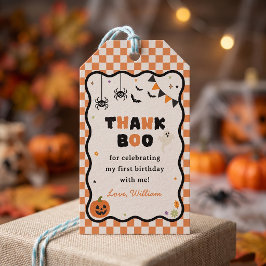 Halloween Gingham Geburtstags-Geschenkanhänger Geschenkanhänger