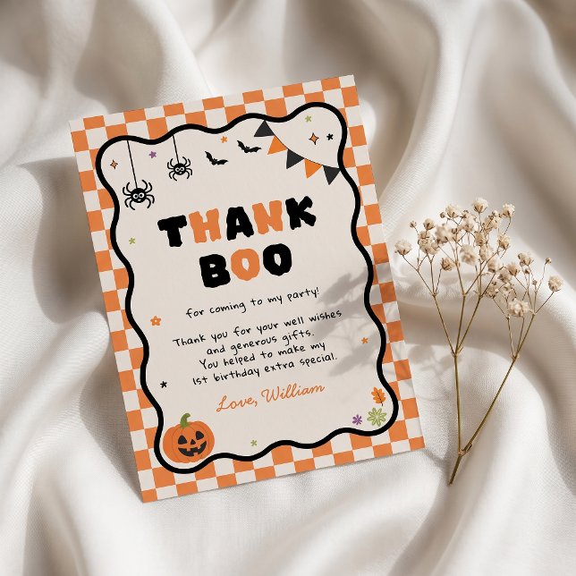 Halloween Gingham Geburtstagsparty Dankeskarte (Von Creator hochgeladen)
