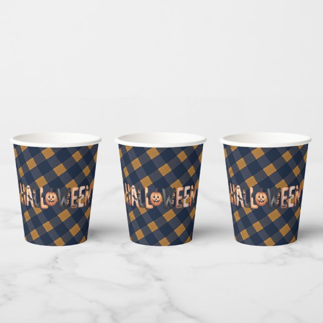 Halloween Gingham Lettering Pappbecher (Multi)