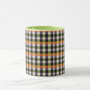 Halloween-Gingham-Muster, lila und schwarz Tasse