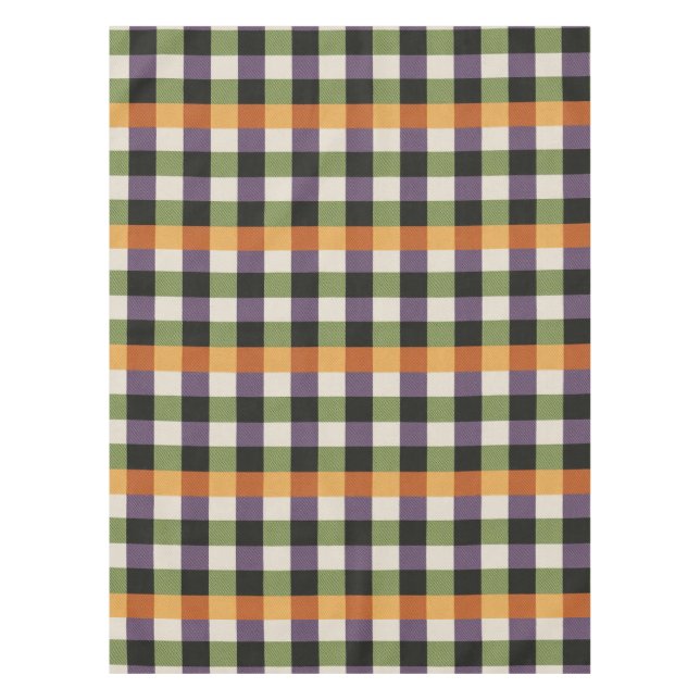Halloween-Gingham-Muster, lila und schwarz Tischdecke (Vorderseite)