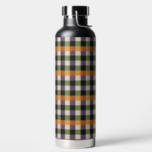 Halloween-Gingham-Muster, lila und schwarz Trinkflasche