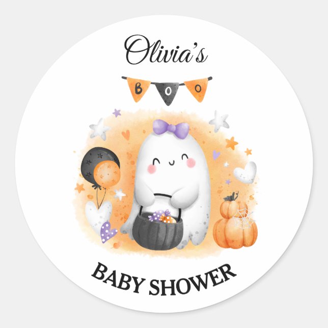 Halloween Girl Baby Dusche Niedlich Ghost Sticker (Vorderseite)