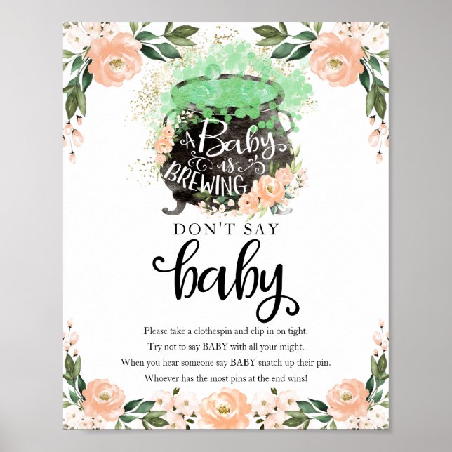Halloween Girl Baby Shower Say Baby Sign Poster (Vorne)