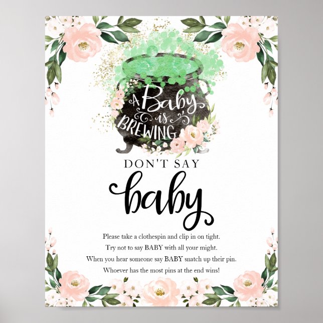 Halloween Girl Baby Shower Say Baby Sign Poster (Vorne)