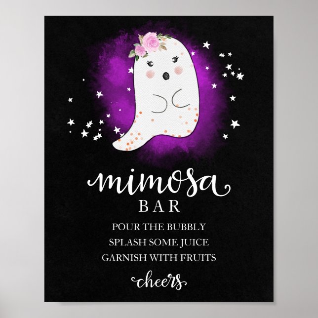 Halloween Girl Babydusche Mimosa Bar Sign Poster (Vorne)