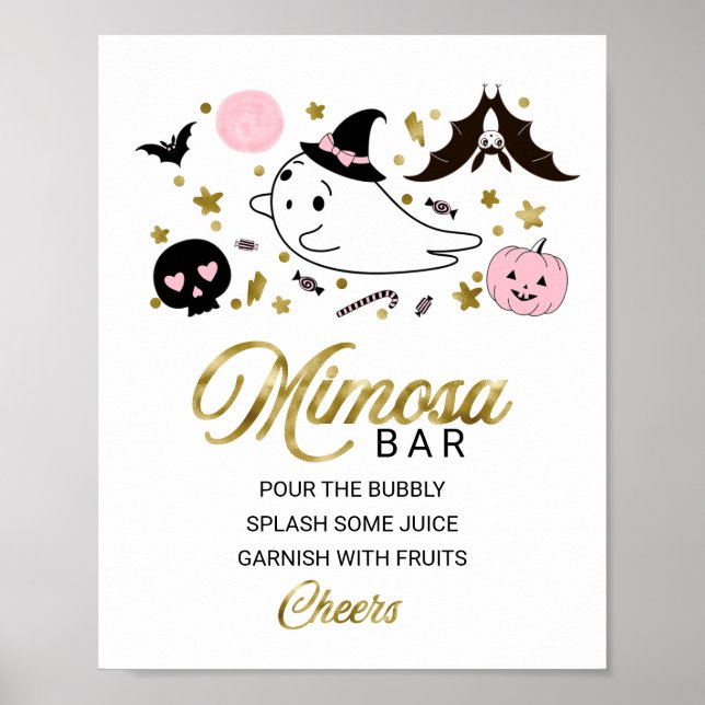 Halloween Girl Babydusche Mimosa Bar Sign Poster (Vorne)