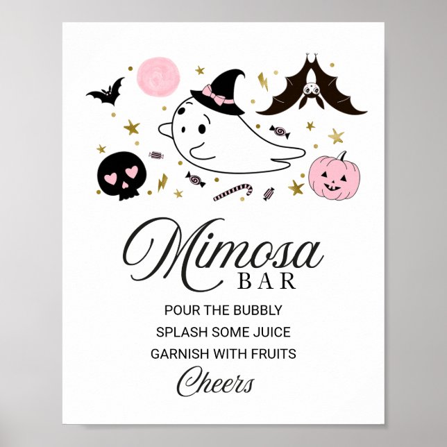 Halloween Girl Babydusche Mimosa Bar Sign Poster (Vorne)