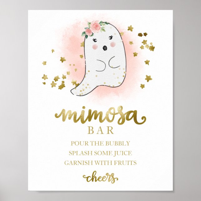 Halloween Girl Babydusche Mimosa Bar Sign Poster (Vorne)
