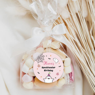 Halloween Girl Birthday Pink Niedlich Ghost Runder Aufkleber