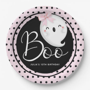 Halloween Girl Geburtstag Pink Black Personalisier Pappteller