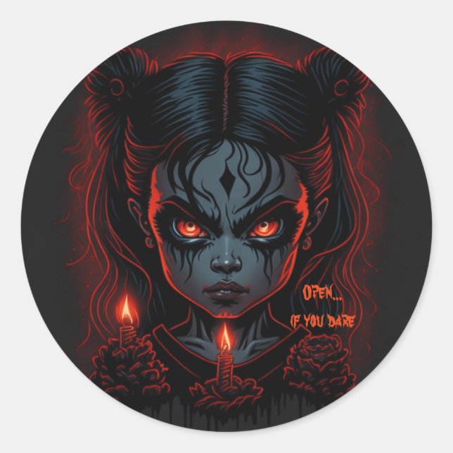 Halloween-Girl Runder Aufkleber (Vorderseite)