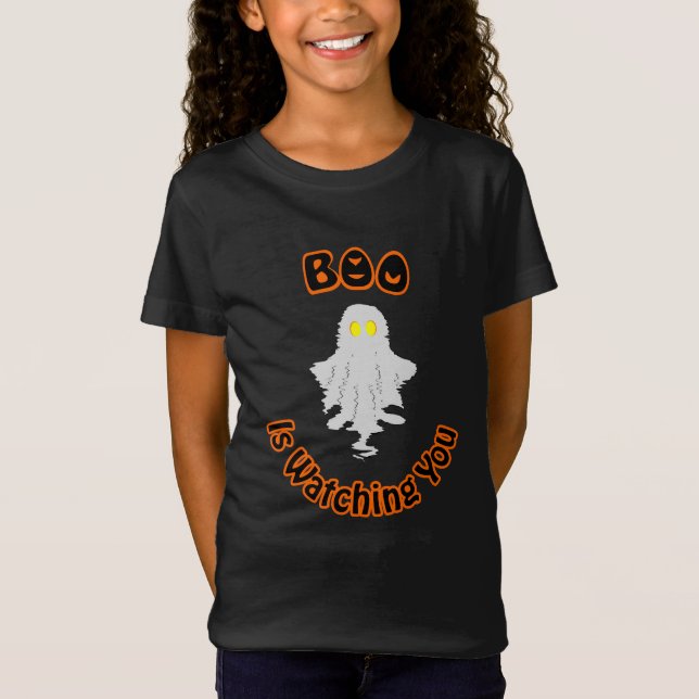 Halloween-Girl-T - Shirt | Boo beobachtet dich (Vorderseite)