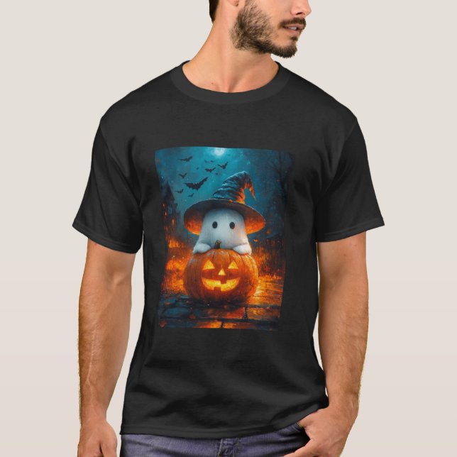 Halloween Girls Design Boys Ghost Pumpkin Kids Hal T-Shirt (Vorderseite)