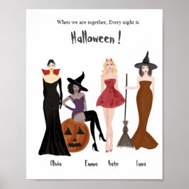 Halloween Girls, Modeskizze, Halbpengeschenk, Poster