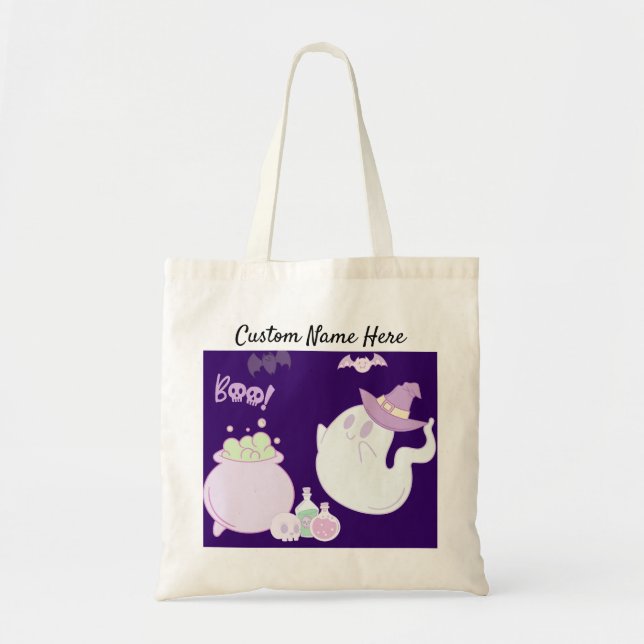 Halloween Girly Ghost Tote Bag - Personalisieren Tragetasche (Vorne)