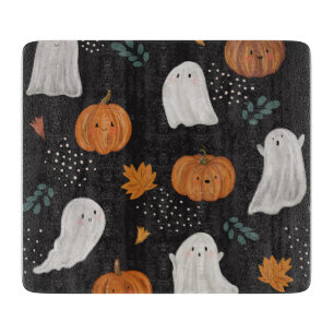 Halloween Glas Schneidbrett – Geister, Kürbisse Schneidebrett