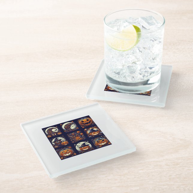 Halloween Glass Untersetzer (Schrägansicht)