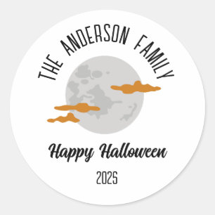 Halloween Glows Full Moon Personalisiert Name Runder Aufkleber