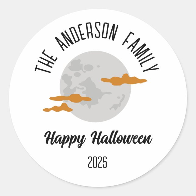 Halloween Glows Full Moon Personalisiert Name Runder Aufkleber (Vorderseite)