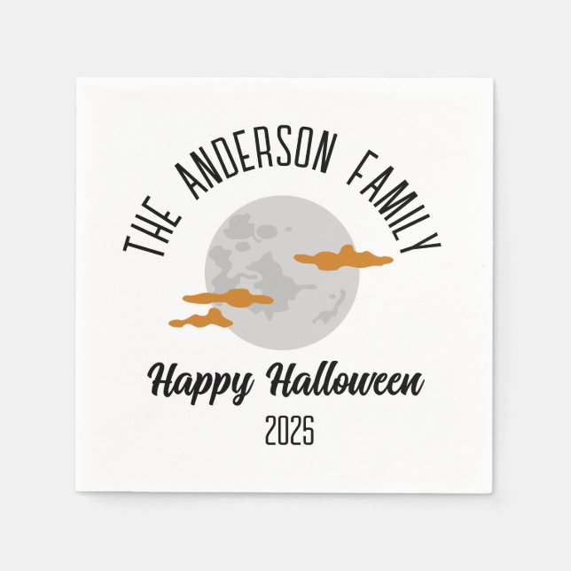 Halloween Glows Full Moon Personalisiert Name Serviette (Vorderseite)