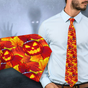 Halloween Glows Pumpkin Herbstlaubs Krawatte