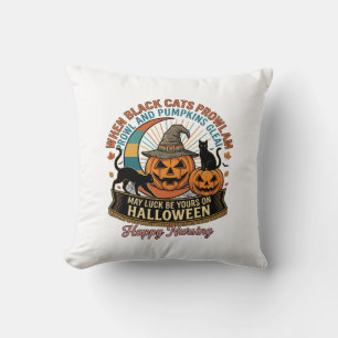 Halloween Glückliche Stillende Schwarze Katzen Kür Kissen